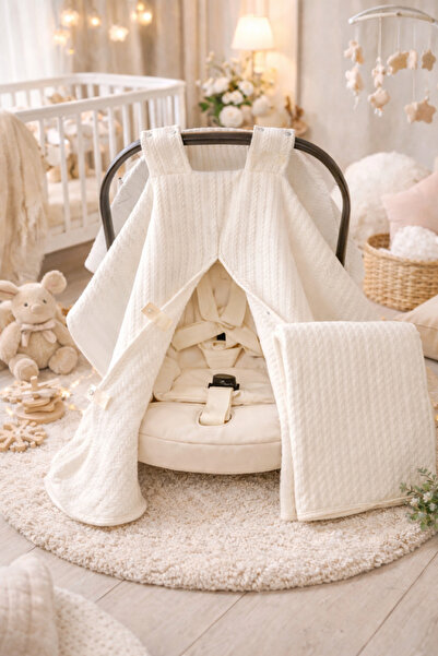 Babycitytr Puset Örtüsü, Minder, Çarşaf ve Battaniye Seti Nefes Alan Bebek Ar...