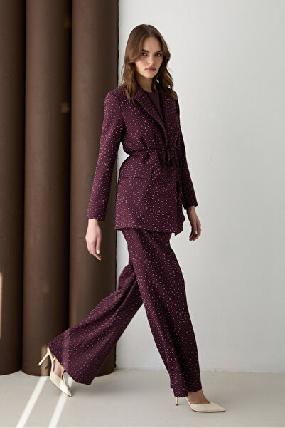 Melike Tatar Taşlı Krep Ceketli Takım 32-2652