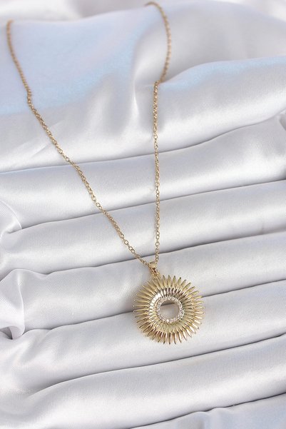 Generic Brand 316L Steel Gold Color Chain Zircon Stone Nova Star Model Women's Necklace