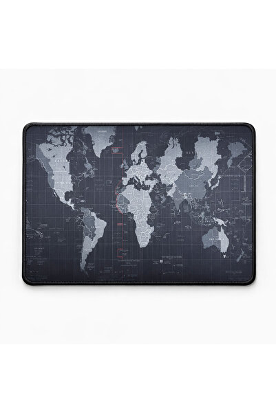 Bubitechh Dünya Haritalı Mouse Pad 30x24 cm – Kaymaz Tabanlı, Dikişli Kenar, ...