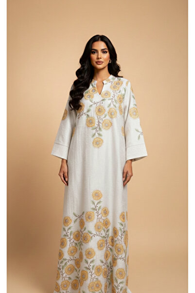 Moda Line Rose-themed jalabiya with sparkling rhinestones