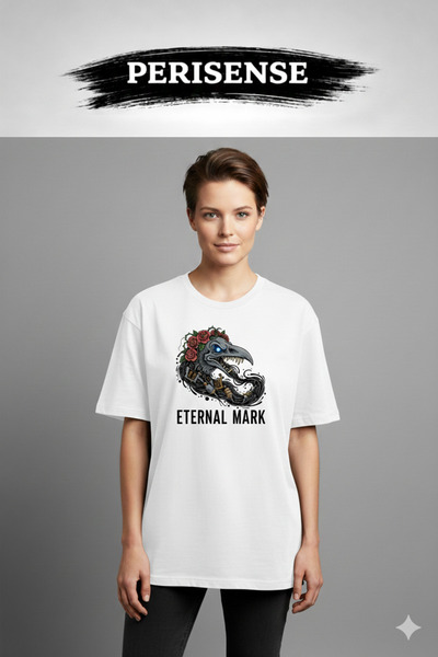 PERISENSE Unisex Tattoo Art Printed Premium Combed Cotton Oversized T-Shirt