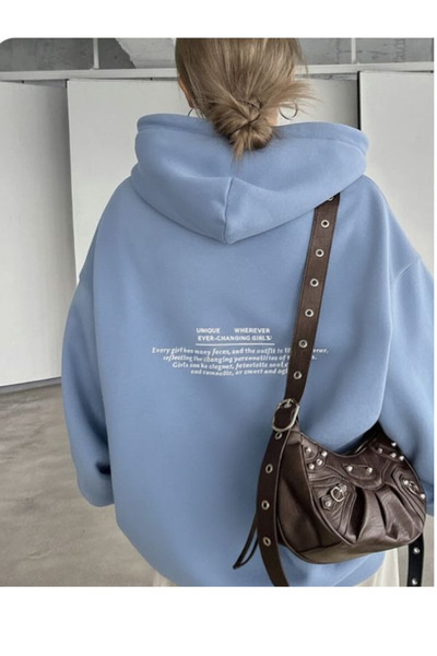 COHERENT سويت شيرت قطني بقلنسوة كبير الحجم مطبوع عليه تصميم فريد من نوعه للنس...