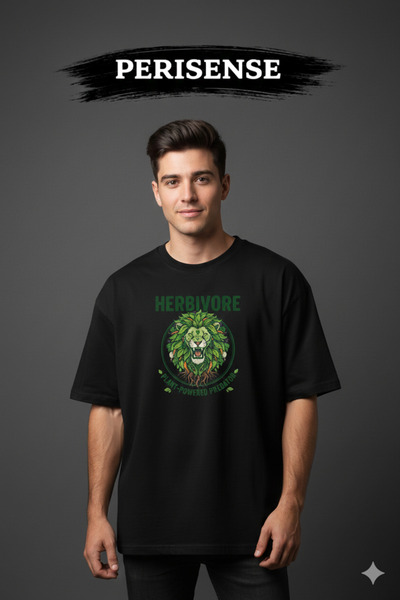 PERISENSE Unisex Vegan Printed Premium Combed Cotton Oversized T-Shirt