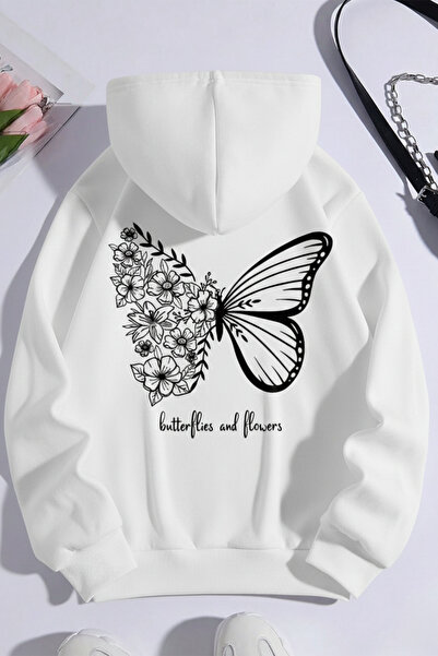 EFFRENATU Women's Hoodie Oversized Floral Butterfly Printed Sweatshirt