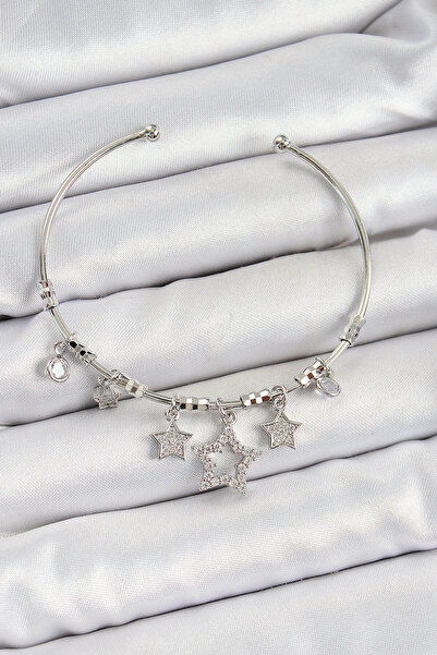 esplendor Brass Zircon Stone Star Model Silver Color Charm Bracelet