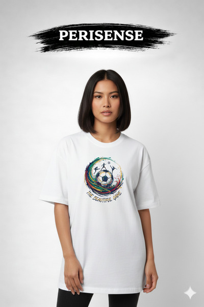 PERISENSE Unisex Football/Soccer Printed Premium Combed Cotton Oversized T-Shirt