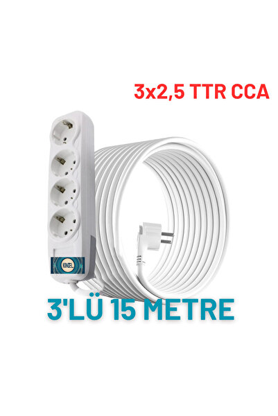 KONDEL AYDINLATMA 4'LÜ 15 METRE UZATMA KABLOSU TOPRAKLI 3X2,5 TTR CCA