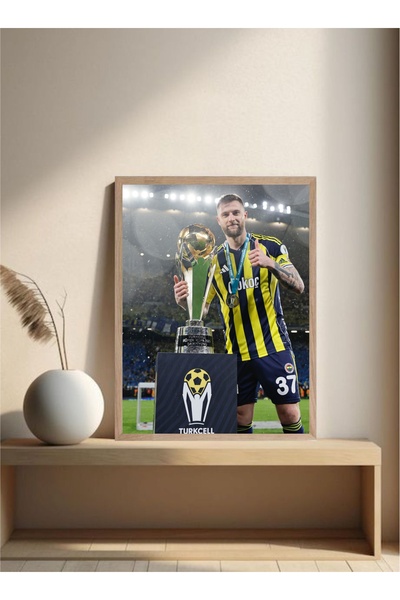 MOR TABLO Fenerbahçe Milan Škriniar Ahşap Çerçeveli Tek Parça Dekoratif Tablo