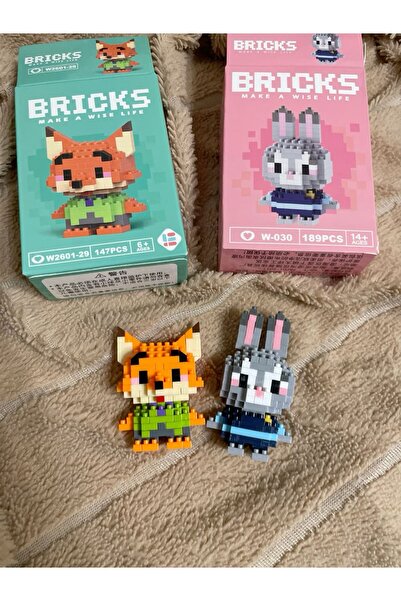 Espey Bricks Judy Hopps - Nick Wilde Mini Bricks 3D Puzzle Sevimli Figür Set