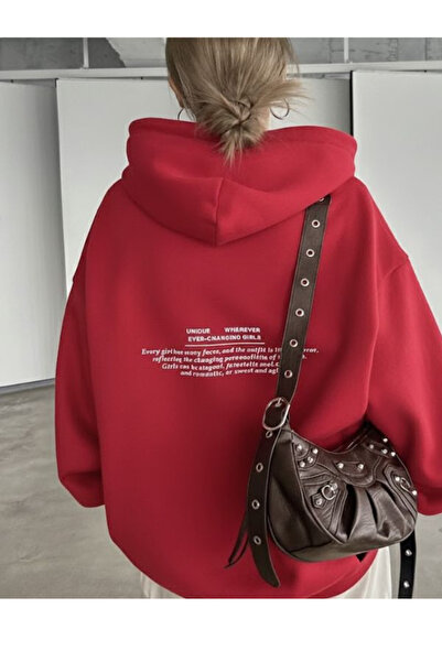 COHERENT سويت شيرت قطني بقلنسوة كبير الحجم مطبوع عليه تصميم فريد من نوعه للنس...