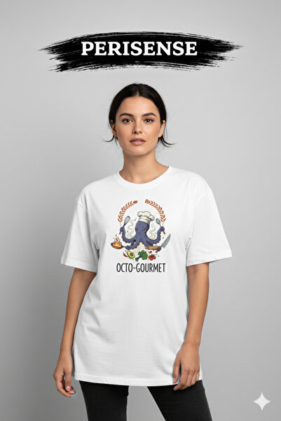 PERISENSE تي شيرت للجنسين من Chef مطبوع Premium من القطن الممشط قصة فضفاضة