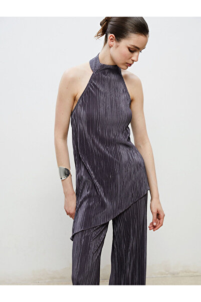 LC Waikiki Antrasit Halter Yaka Dokulu Bluz