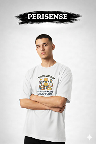 PERISENSE Unisex Teacher Life Printed Premium Combed Cotton Oversized T-Shirt