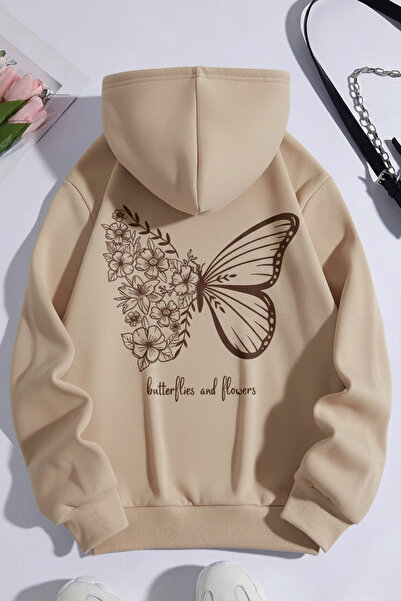 EFFRENATU Women's Hoodie Oversized Floral Butterfly Printed Sweatshirt