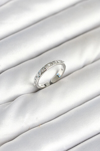 lowell home Brass Silver Color Zircon Stone Women's Ring