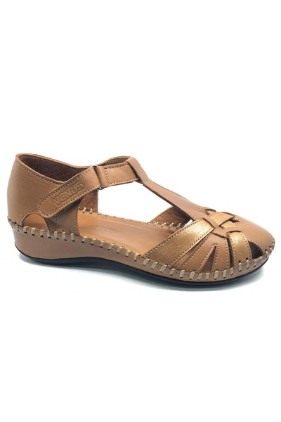 Venüs Tingi Genuine Leather Comfort Orthopedic Women's Sandals Taba
