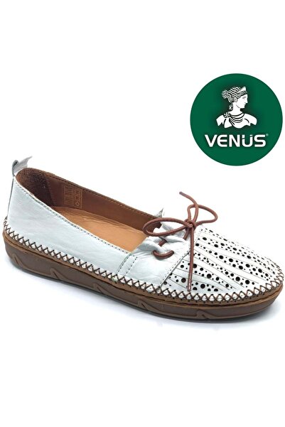 Venüs حذاء باليرينا نسائي من الجلد الطبيعي من براور باللون الأبيض