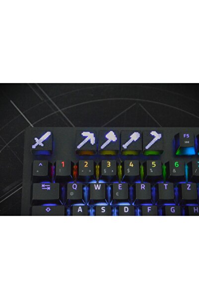 ADA 3D Işık Geçiren Piksel Oyun Aletleri Simgeli 5'li Mekanik Klavye Tuş Takı...