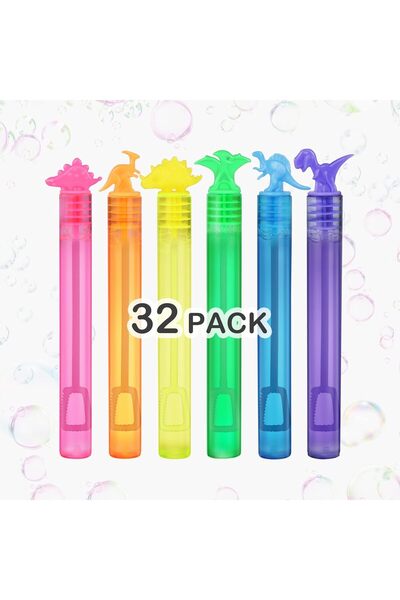 Generic عبوة من 32 فقاعة هدايا لحفلات الأطفال، عصي فقاعات على شكل ديناصور