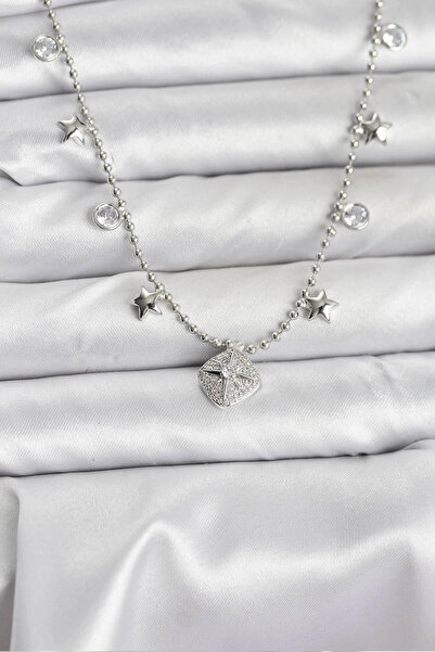 My Reality Fashion قلادة نسائية من النحاس الفضي اللون مرصعة بحجر الزركون على ...