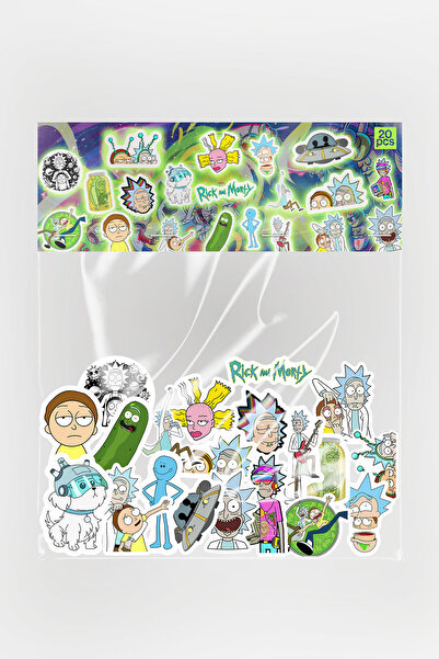 Baprile Rick and Morty Sticker Paketi 20 Parça Kaliteli Su Geçirmez Etiket Seti