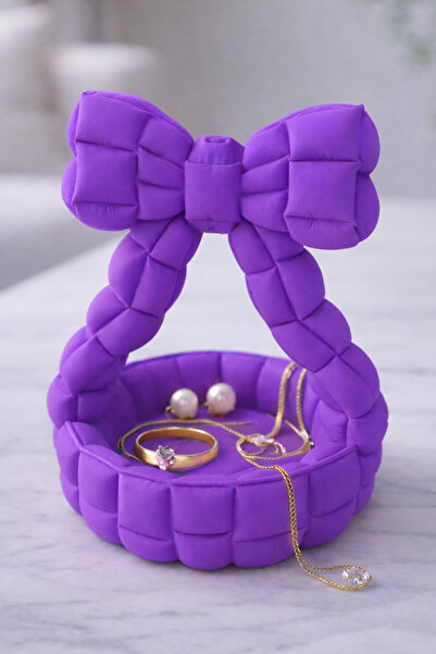 Vescarri Mini Quilted Jewelry Basket with Bow Detail – Coquette Style Decorat...