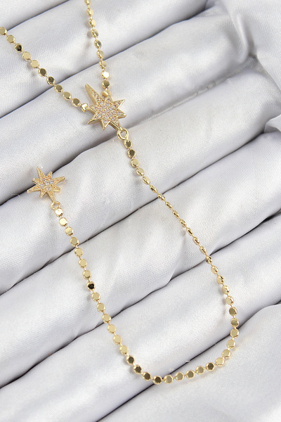 My Reality Fashion قلادة من حجر الزركون والنحاس على شكل نجمة موديل ذهبي اللون...