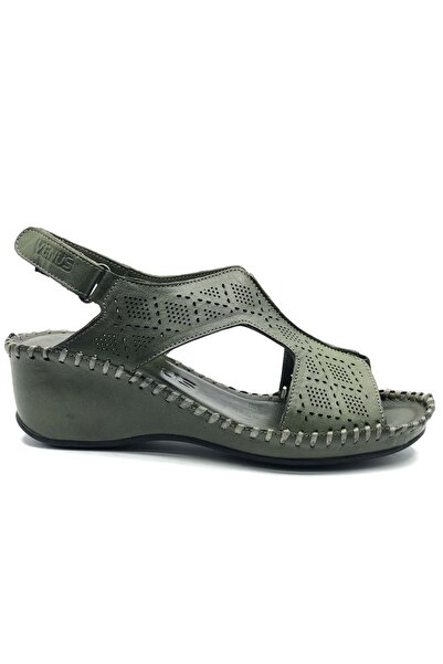 Venüs Somali Genuine Leather Comfort Orthopedic Women's Sandals Green