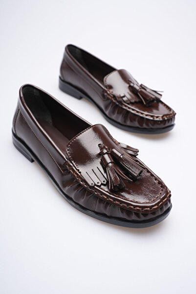 Esilapark Bitter Coffee Wrinkled Patent Leather Hand-Stitched Tpu Non-Slip So...