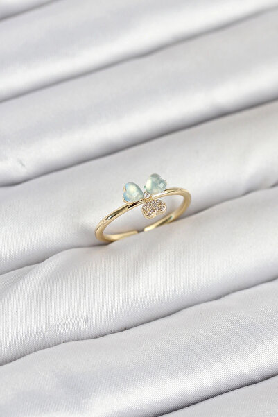 esplendor Adjustable Brass Clover Patterned Women's Ring