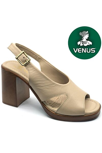Venüs Gofi Genuine Leather Comfort Orthopedic Women's Sandals Beige