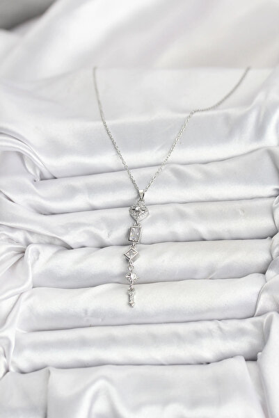 esplendor قلادة نسائية على شكل حرف Y من الفولاذ 316L بلون فضي وتصميم نجمة الق...