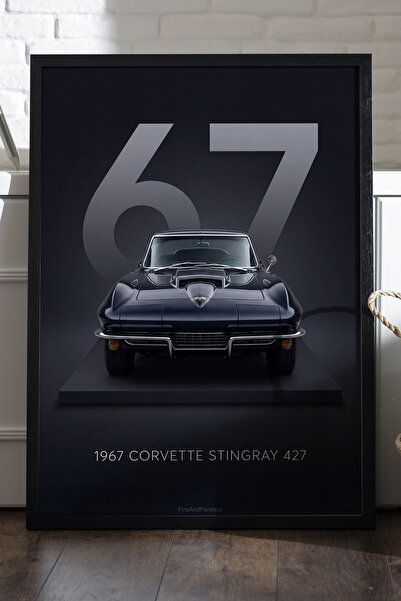 Duvarda Αφίσα Corvette Stingray 427 με μαύρο ξύλινο πλαίσιο, διακοσμητικός πί...