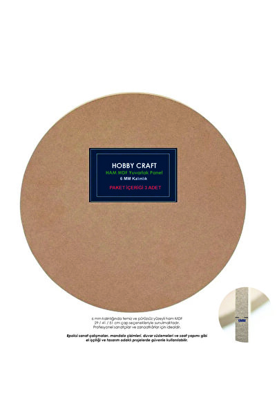 kastamonu entegre 6 mm Ham MDF Yuvarlak Pano & Mdf Supla | 3 Adet-Ç 41 cm x Y...