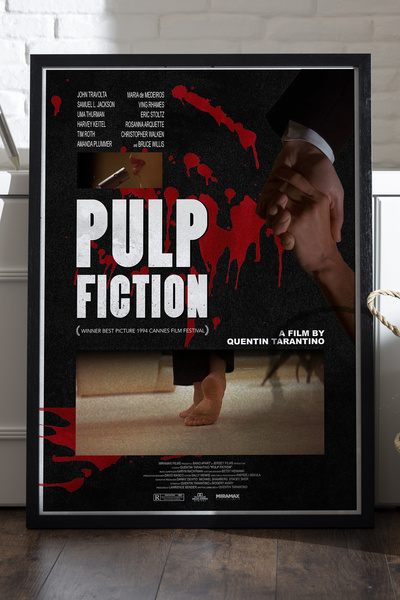 Duvarda Poster Pulp Fiction cu ramă din lemn negru, pictură decorativă de per...