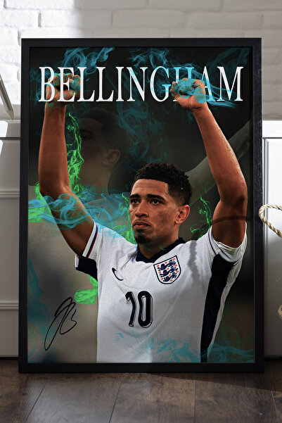 Duvarda Poster Jude Bellingham înrămat cu lemn negru, pictură decorativă de p...