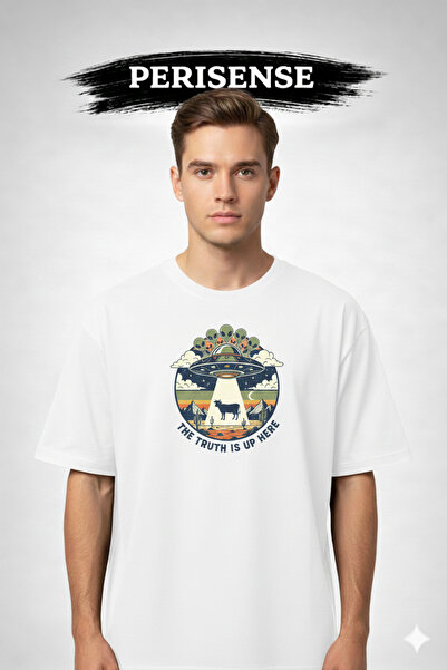 PERISENSE Unisex Aliens Printed Premium Combed Cotton Oversized T-Shirt