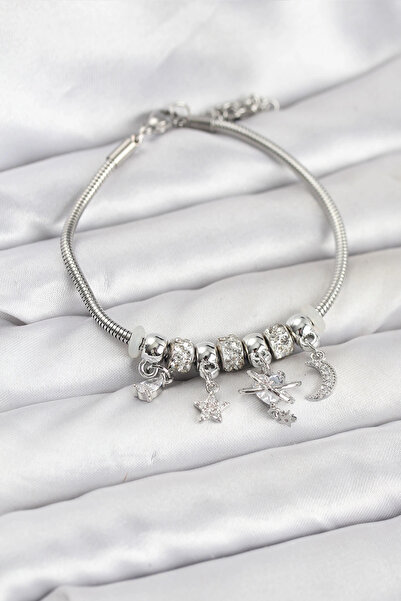 My Reality Fashion سوار نسائي من النحاس الفضي اللون على شكل قلب