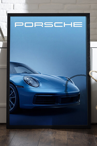 Duvarda Плакат с Porsche 911 в черна дървена рамка, декоративна картина с авт...