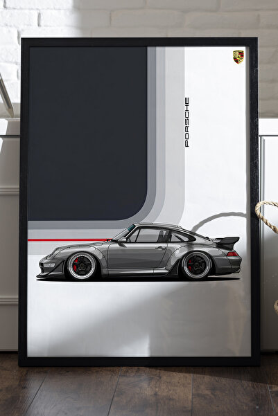 Duvarda Αφίσα Porsche 911 με μαύρο ξύλινο πλαίσιο, διακοσμητική ζωγραφική τοί...