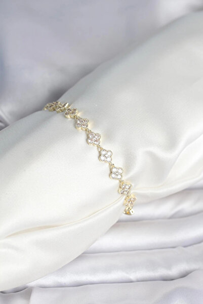 lowell home سوار موديل البرسيم النحاسي المرصع بحجر الزركون