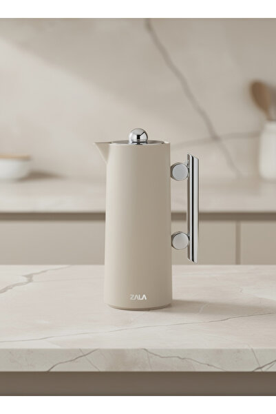 ZALA Cream White Coffee & Tea Thermos 1 Liter – Glass Inner, Hot & Cold Insul...