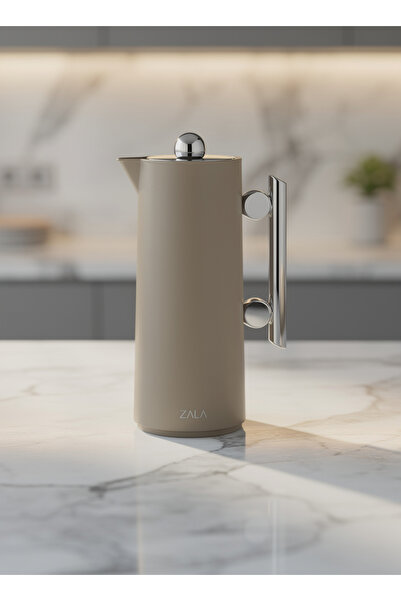 ZALA Beige Coffee & Tea Thermos 1 Liter – Glass Inner, Hot & Cold Insulated F...