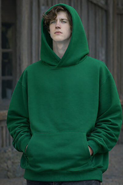 ArtYus 3 Yarn Combed Cotton Solid Color Basic Unisex Ka Hooded Weatshirt