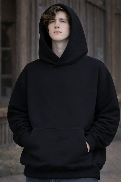 ArtYus 3 Yarn Combed Cotton Solid Color Basic Unisex Ka Hooded Weatshirt