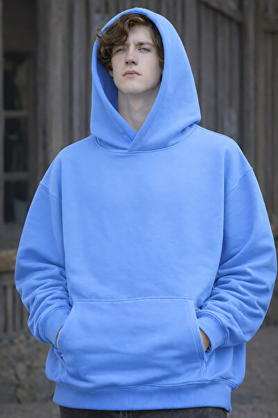 ArtYus 3 Yarn Combed Cotton Solid Color Basic Unisex Ka Hooded Weatshirt