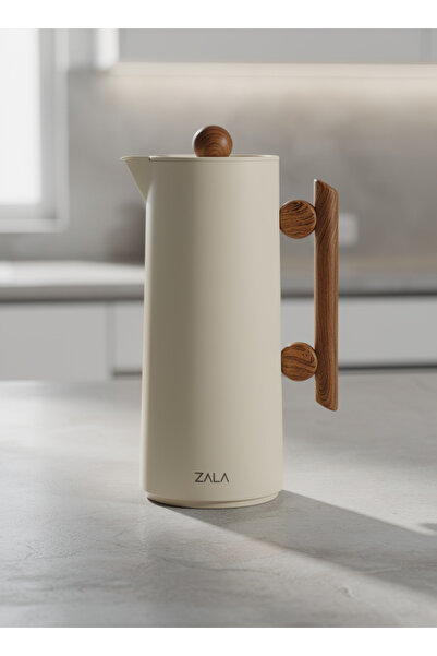 ZALA Cream White Coffee & Tea Thermos 1L – Glass Inner, Hot & Cold Insulated ...