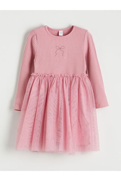 LC Waikiki LCW Kids Bisiklet Yaka Fiyonklu Kız Çocuk Prenses Elbisesi