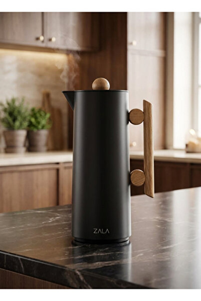 ZALA Black Coffee & Tea Thermos 1 Liter – Glass Inner, Hot & Cold Insulated w...